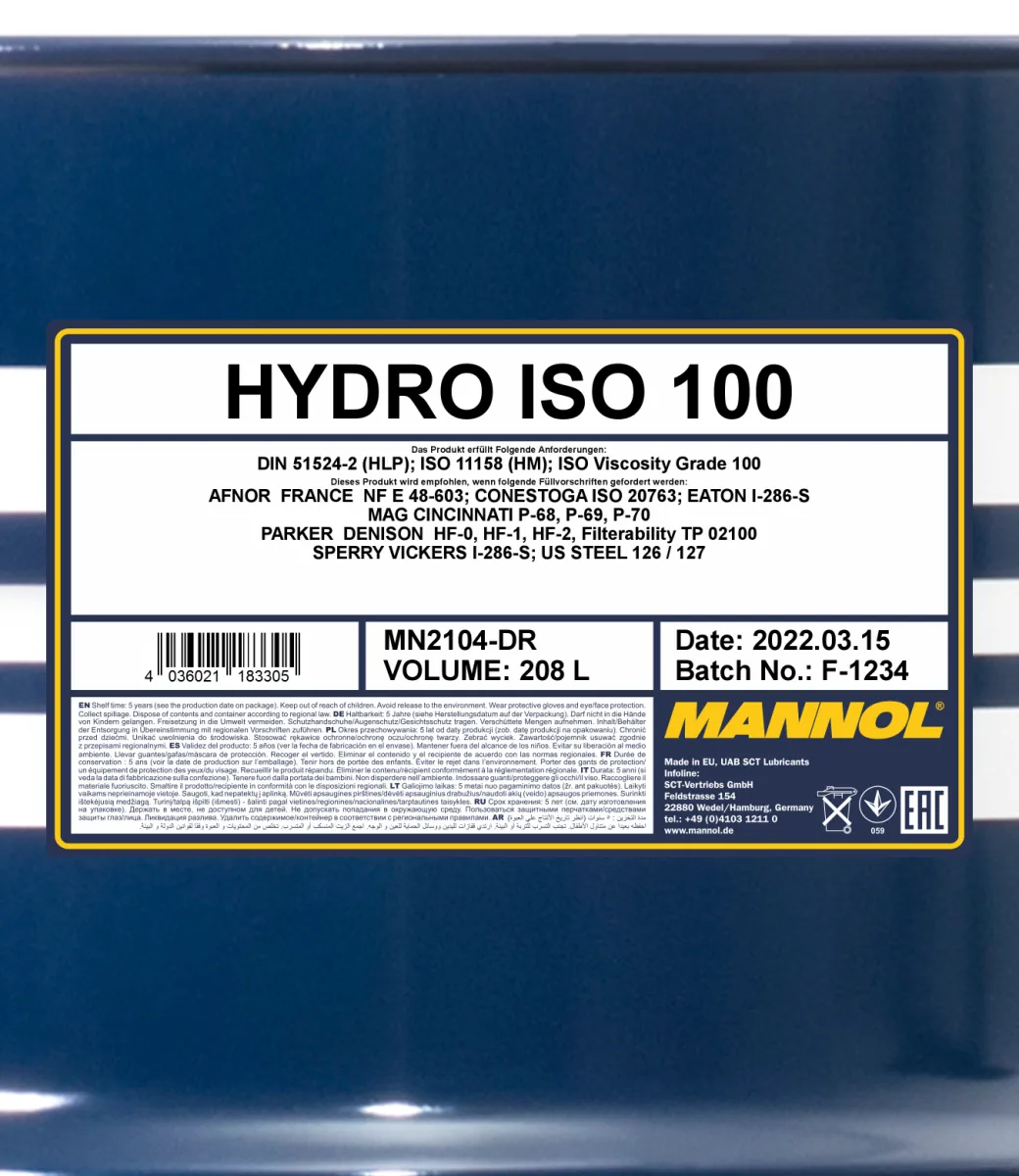 MANNOL Hydro ISO 100 2104 208L product image 2