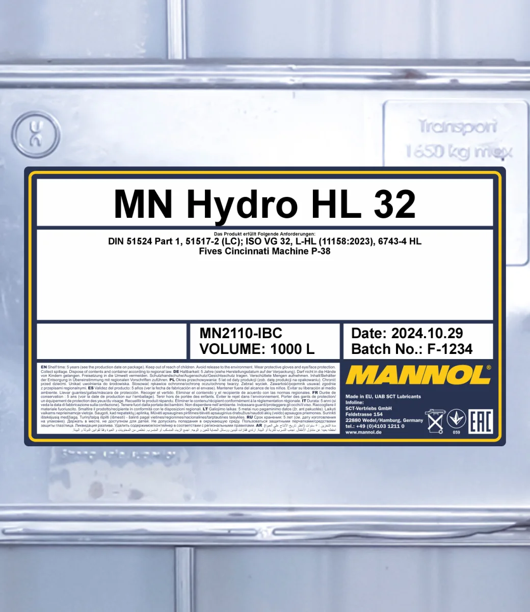 MANNOL Hydro HL ISO 32 2110 1000 L product image 2