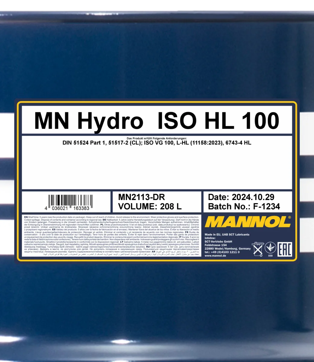 MANNOL Hydro HL ISO 100 2113 208 L product image 2