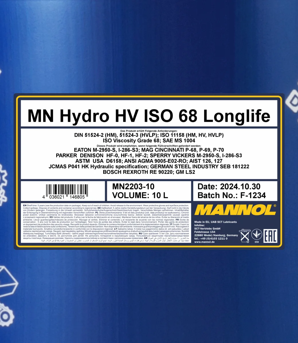 MANNOL Hydro HV ISO 68 Longlife 2203 10L product image 2