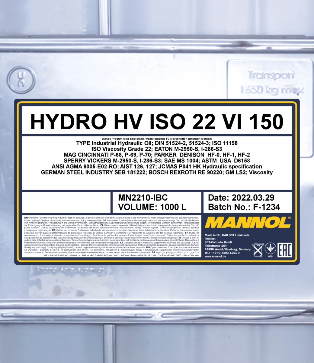 MANNOL Hydro HV ISO 22 VI 150 2210 1000 L product image 2