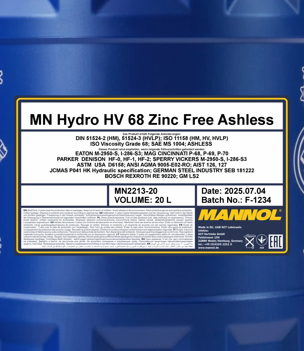 MANNOL Hydro HV ISO 68 Zinc Free 2213 20 L product image 2