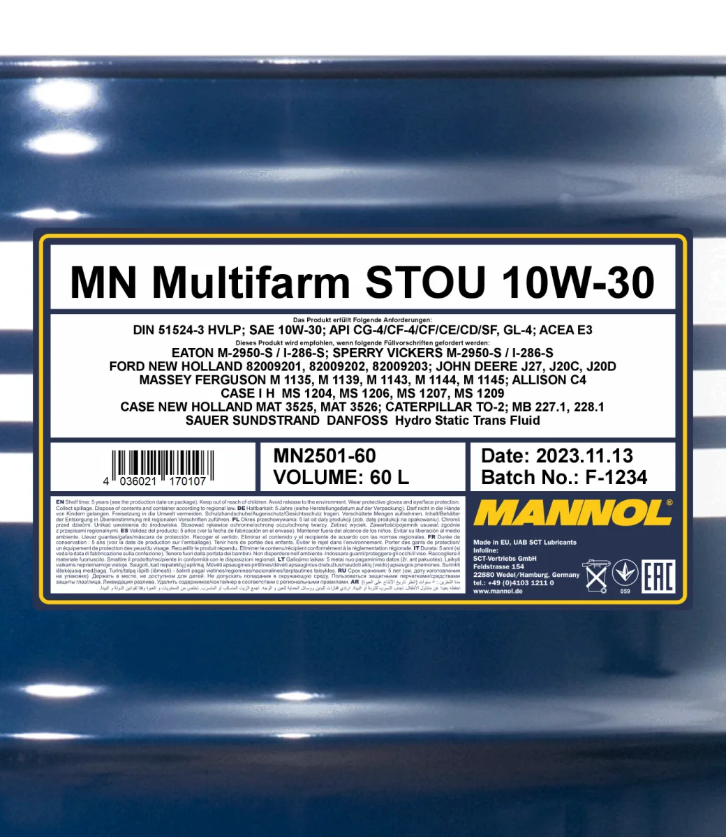 MANNOL Multifarm STOU 10W-30 2501 60L product image 2