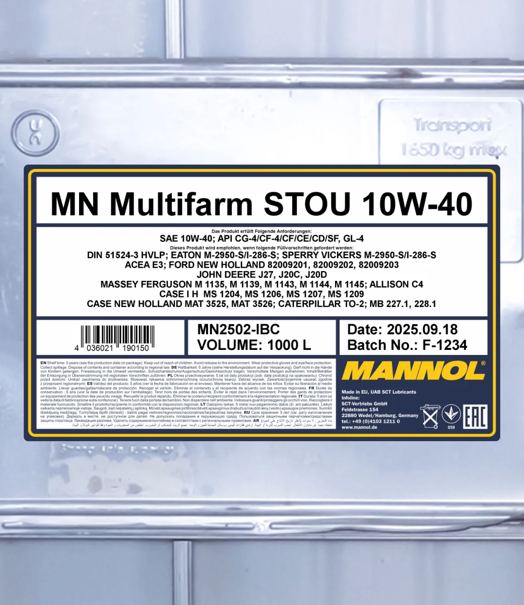 MANNOL Multifarm STOU 10W-40 2502 1000L product image 2