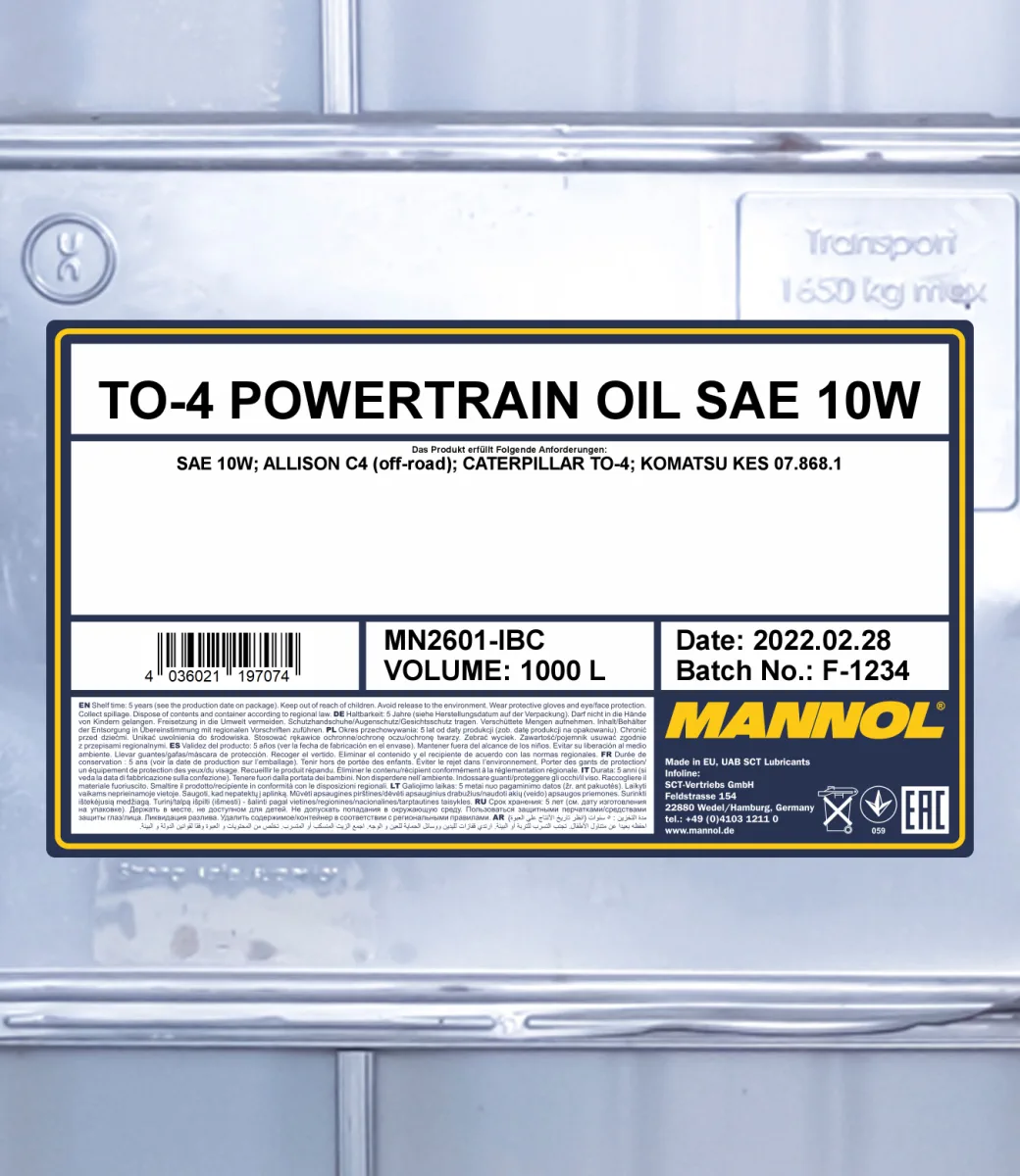 MANNOL TO-4 Powertrain Oil SAE 10W 2601 1000L product image 2