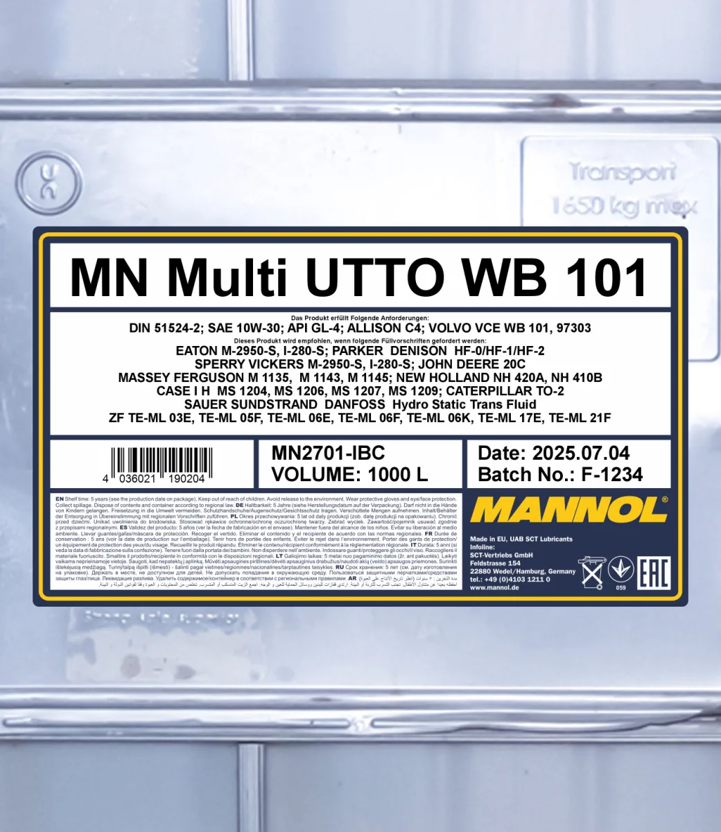 MANNOL Multi UTTO WB 101 2701 1000L product image 2