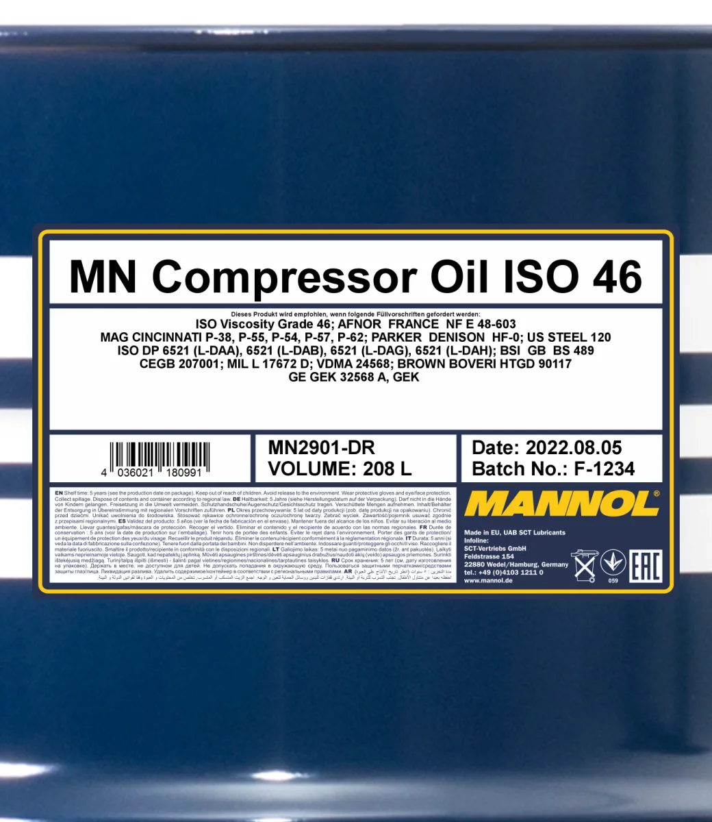MANNOL Compressor Oil ISO 46 2901 208L product image 2