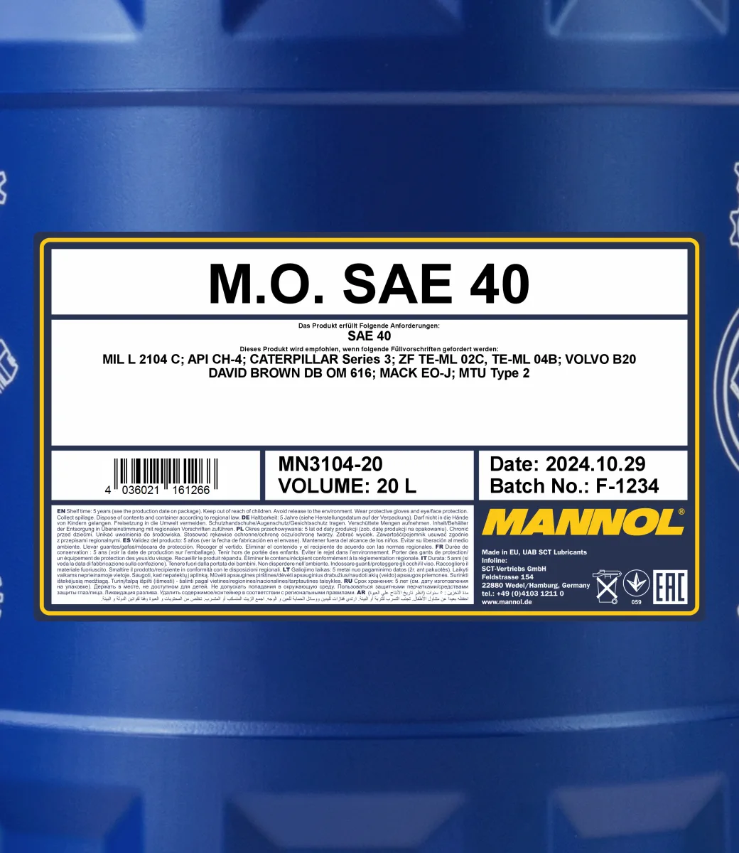 MANNOL M.O. SAE 40 3104 20L product image 2