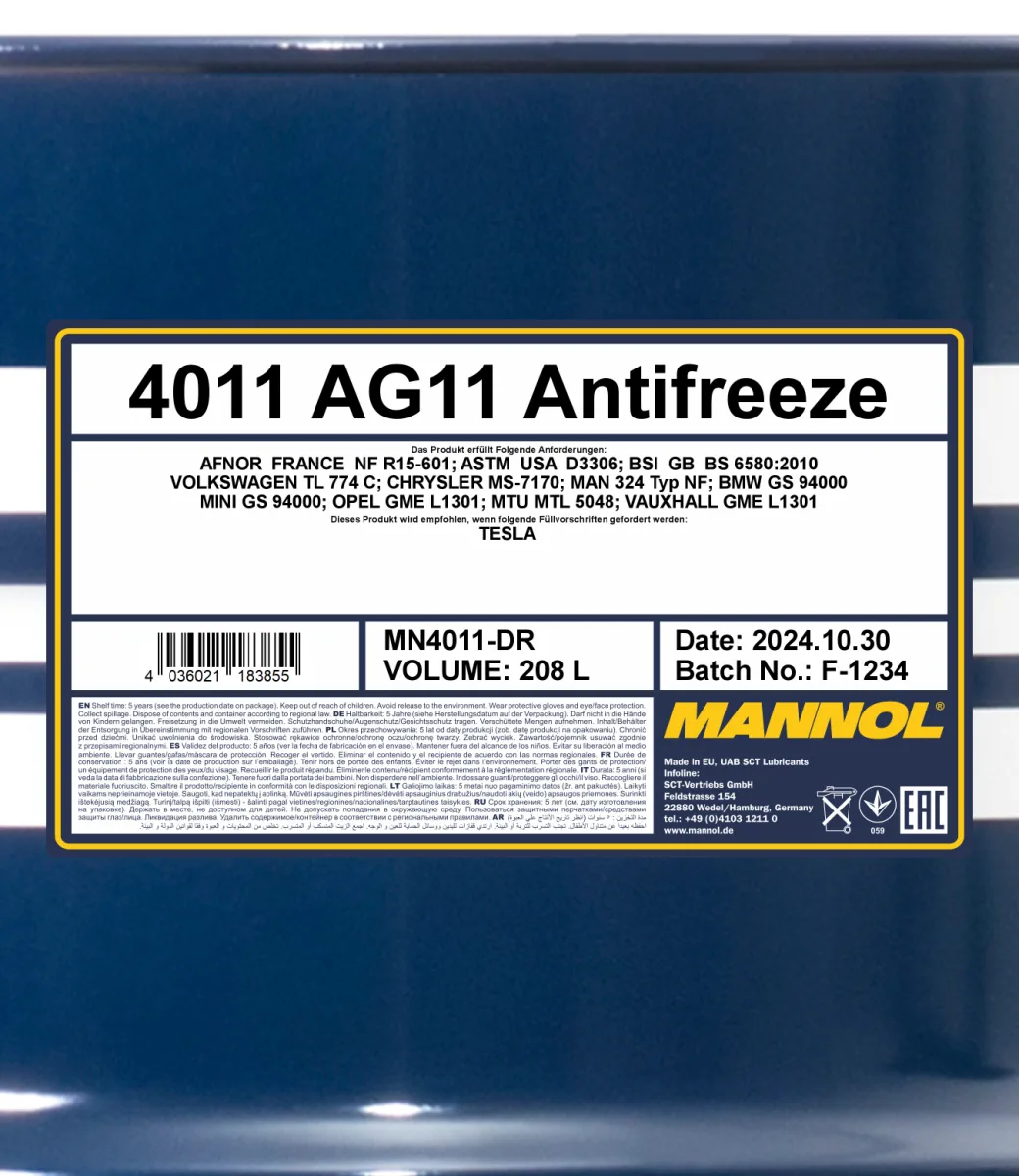 MANNOL Antifreeze AG11 (-40 C) Longterm 4011 208L product image 2