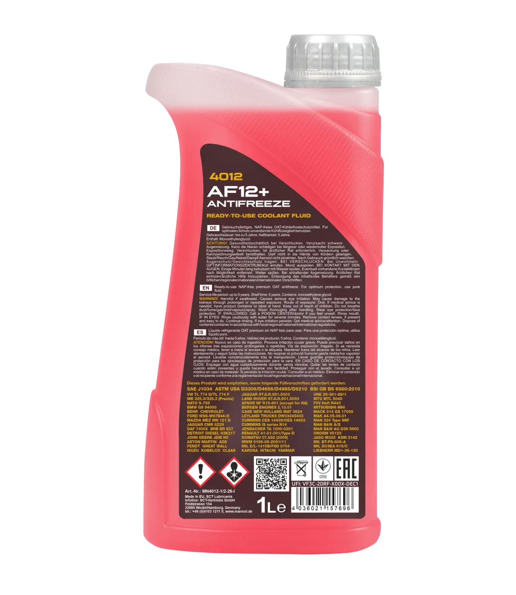 MANNOL Antifreeze AF12+ (-40 C) Longlife 4012 1L product image 2