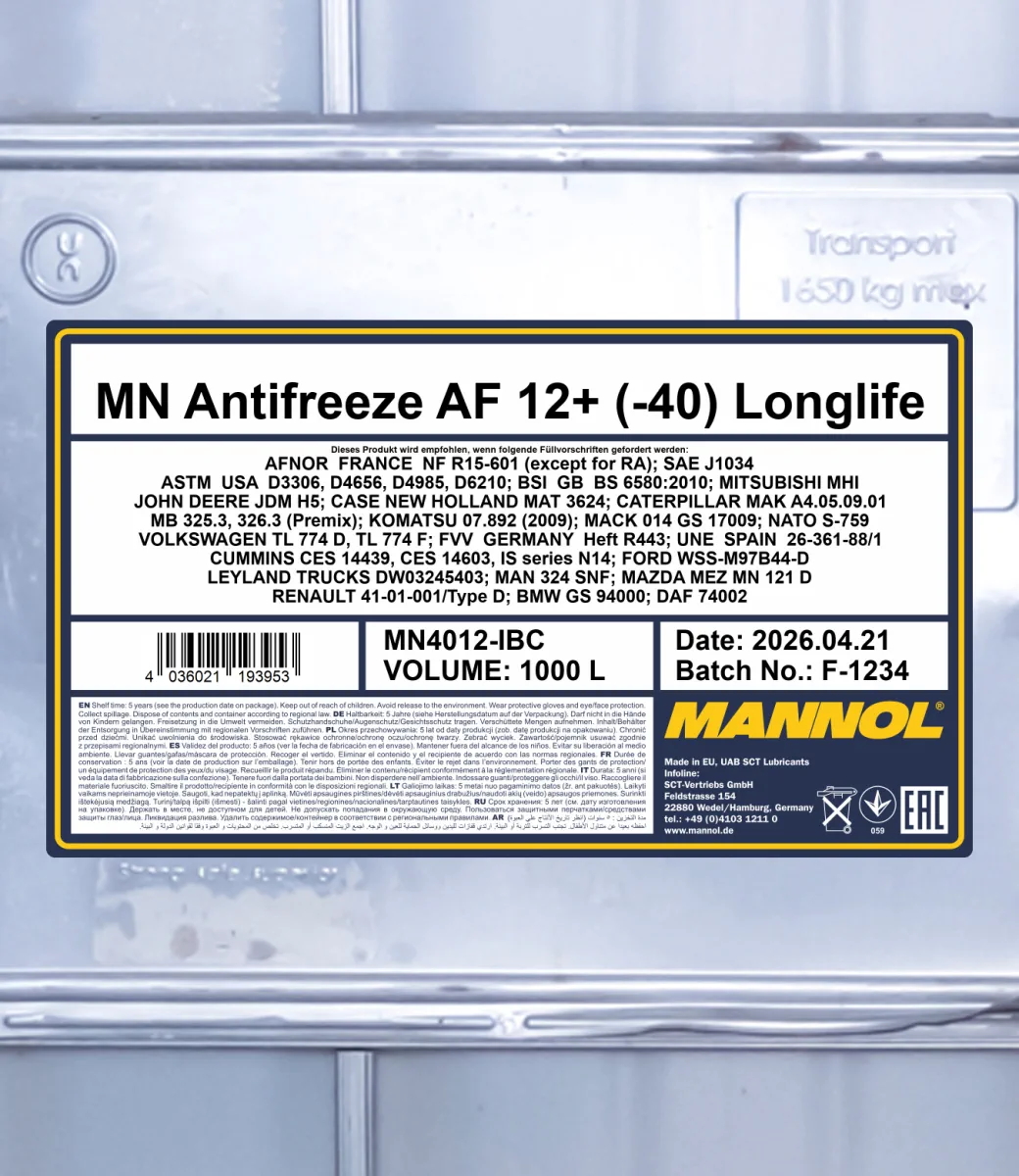 MANNOL Antifreeze AF12+ (-40 C) Longlife 4012 مصنوعات تصویر 2
