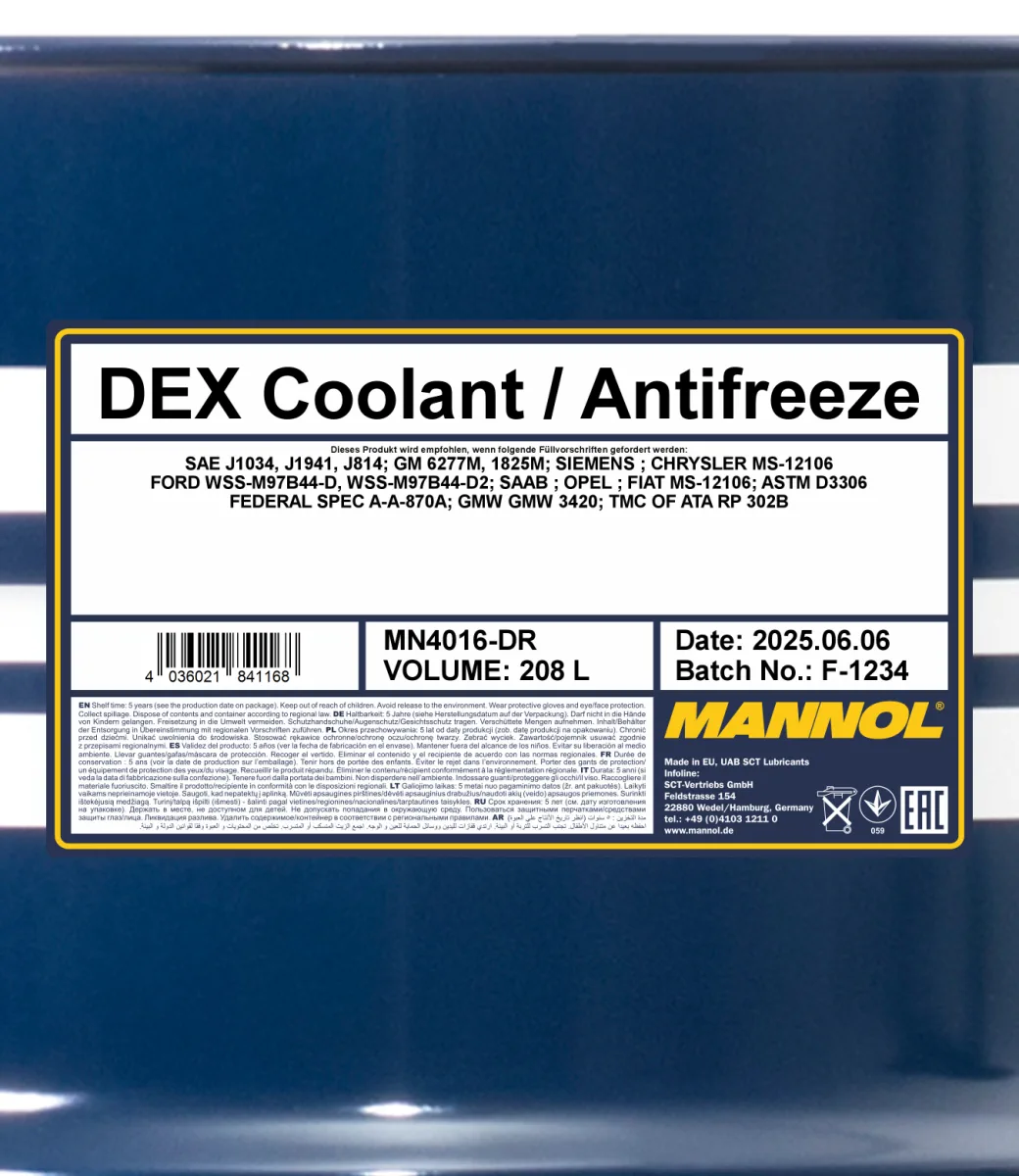 MANNOL DEX Coolant / Antifreeze 4016 208 L product image 2
