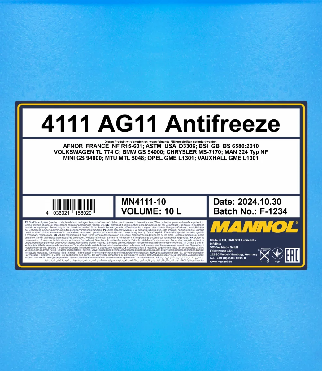 MANNOL Antifreeze AG11 Longterm 4111 10L product image 2
