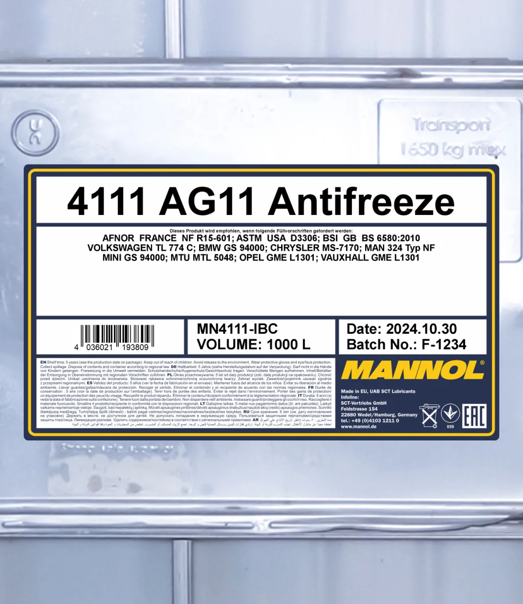 MANNOL Antifreeze AG11 Longterm 4111 1000L product image 2