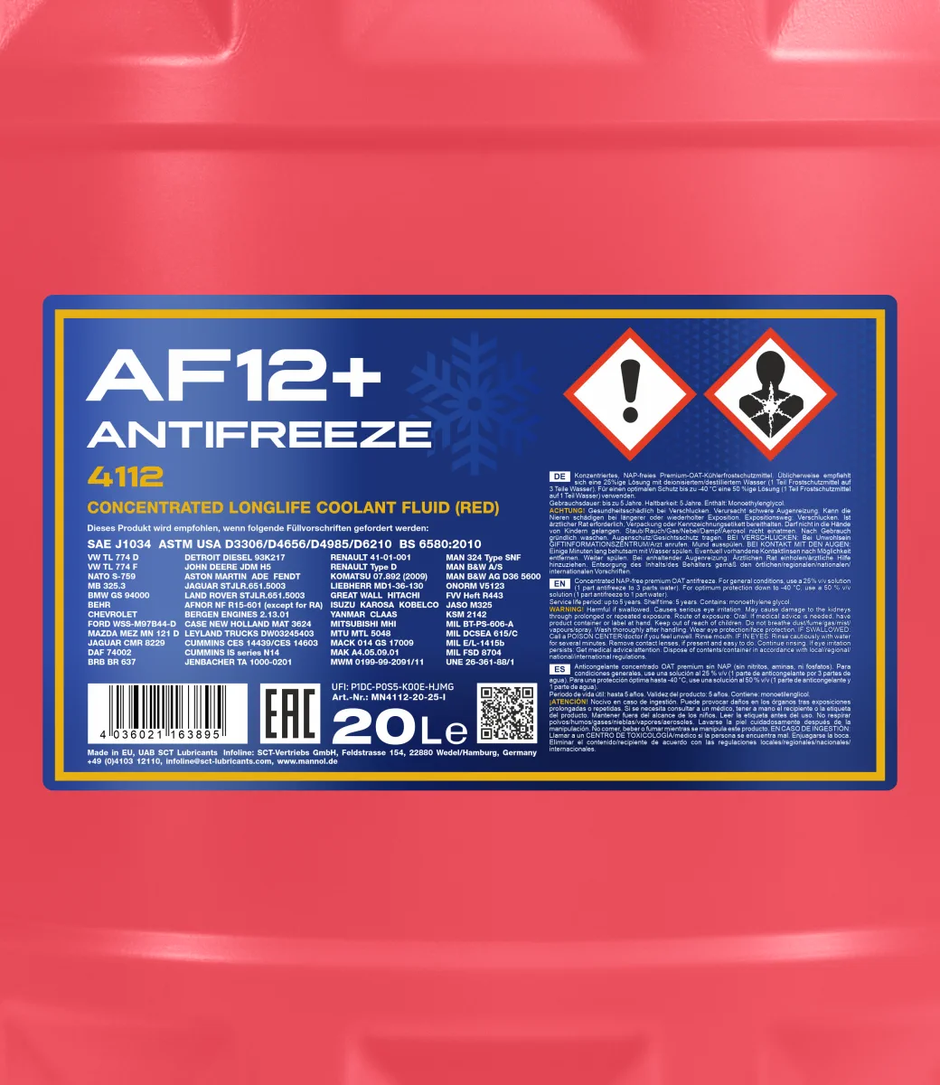 MANNOL Antifreeze AF12+ Longlife 4112 20L product image 2