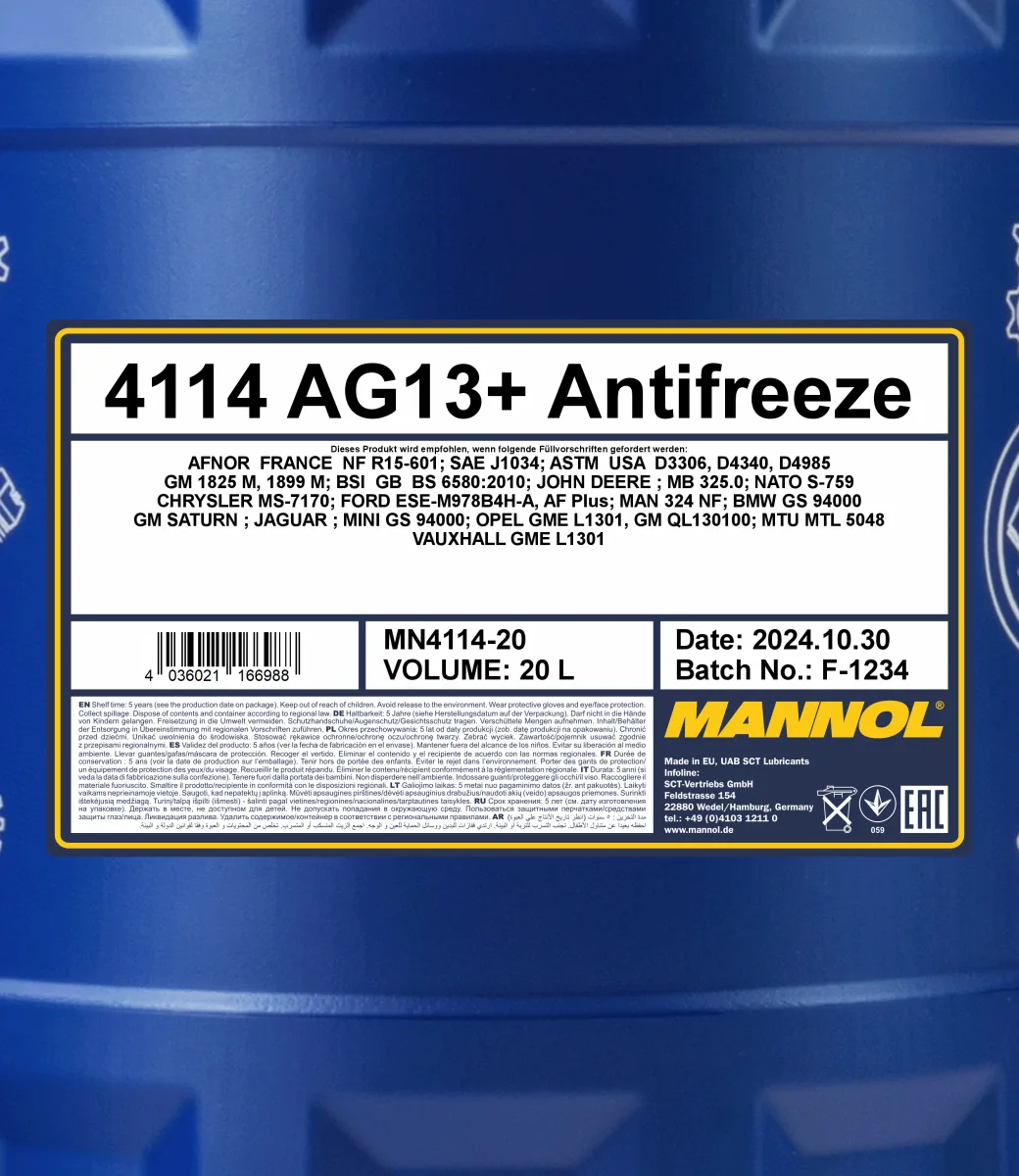 MANNOL Antifreeze AG13+ Advanced 4114 20L product image 2