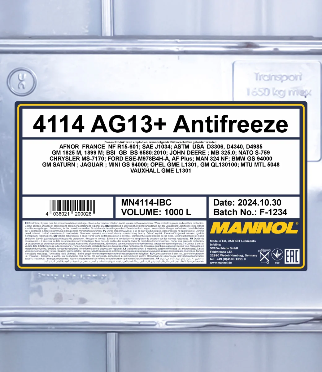 MANNOL Antifreeze AG13+ Advanced 4114 1000L product image 2