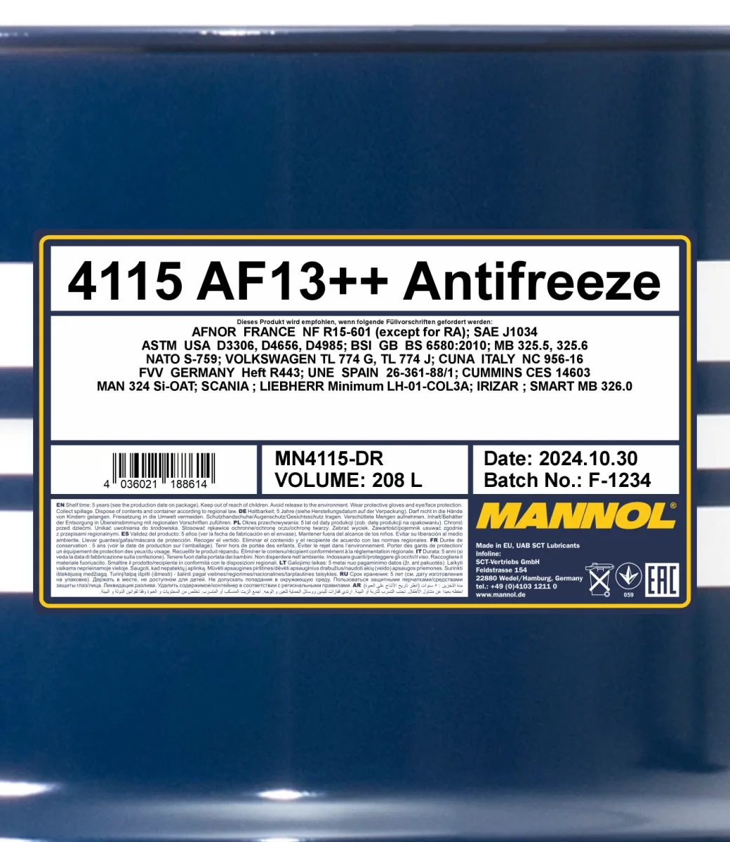 MANNOL Antifreeze AF13++ HIGH-PERFORMANCE 4115 208L product image 2