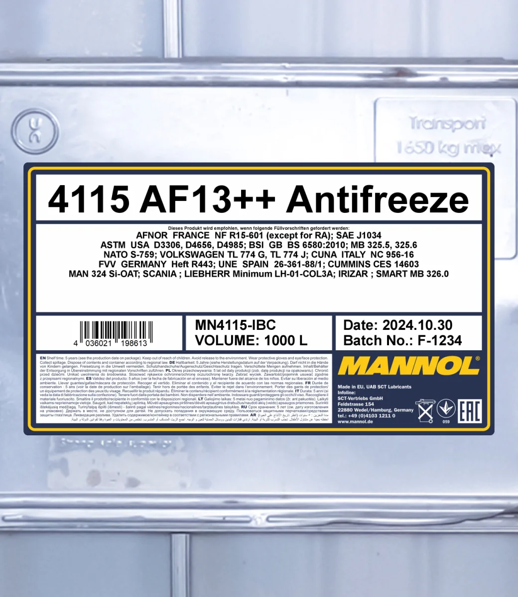 MANNOL Antifreeze AF13++ HIGH-PERFORMANCE 4115 1000L product image 2