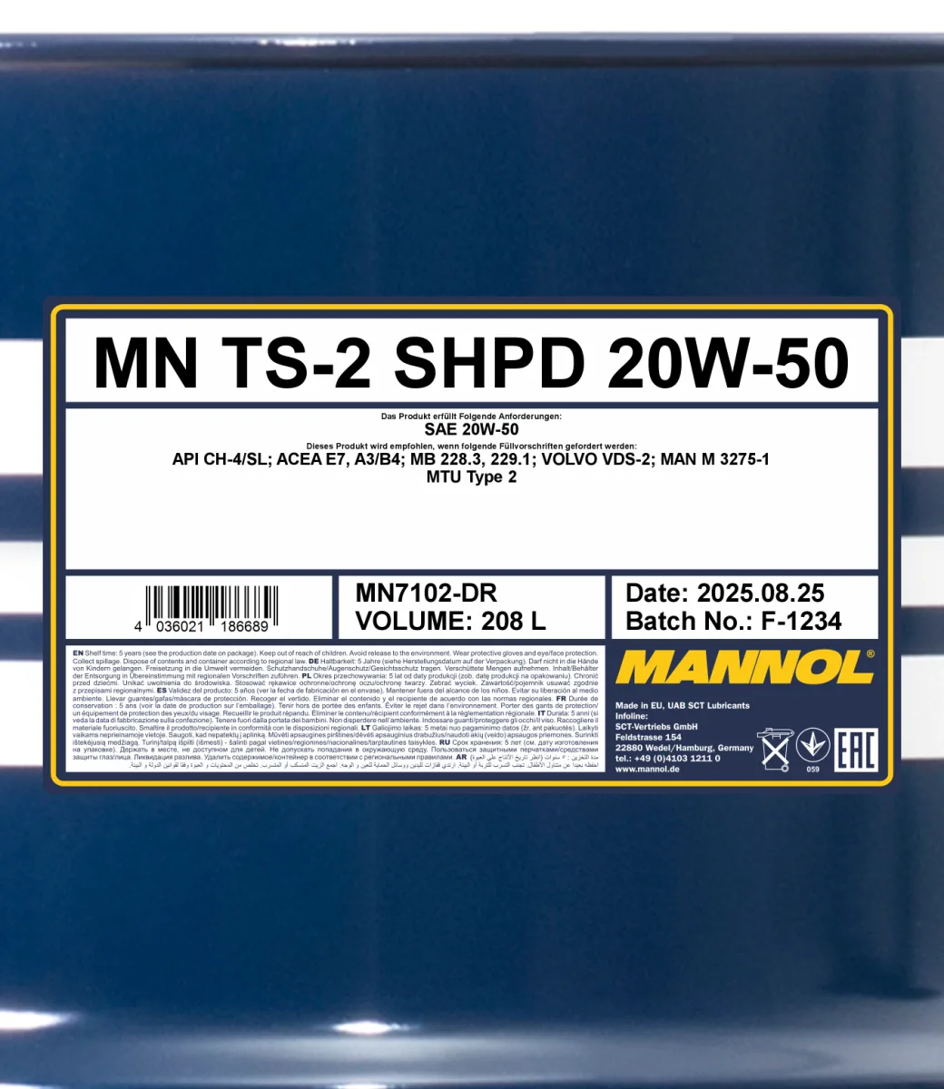 MANNOL TS-2 SHPD 20W-50 7102 208L product image 2
