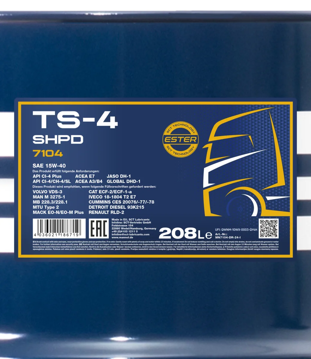 MANNOL TS-4 SHPD 15W-40 7104 208L product image 2