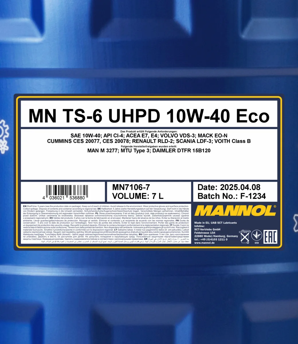 MANNOL TS-6 UHPD 10W-40 Eco 7106 7L product image 2