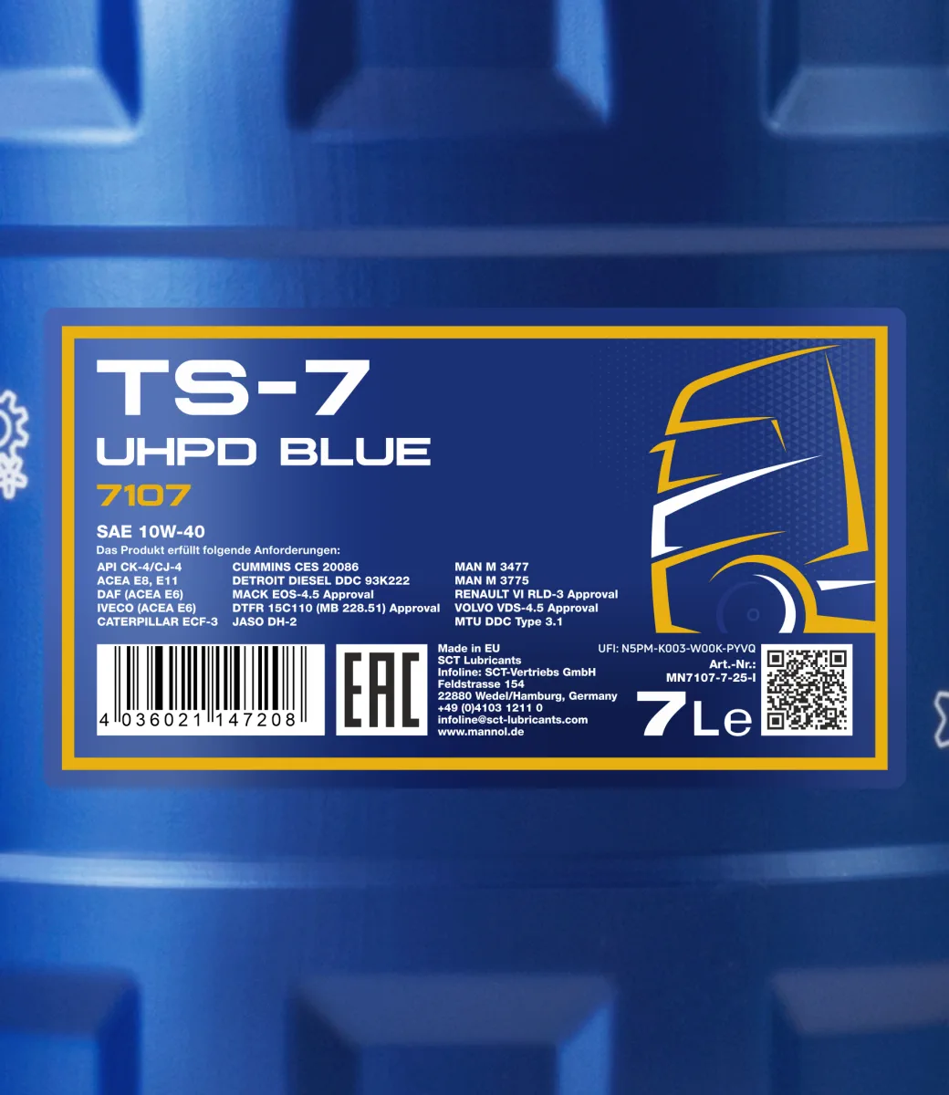 MANNOL TS-7 UHPD 10W-40 Blue 7107 مصنوعات تصویر 2