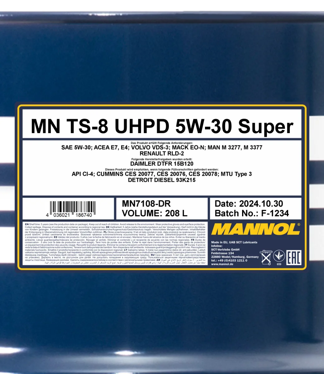 MANNOL TS-8 UHPD 5W-30 Super 7108 208L product image 2