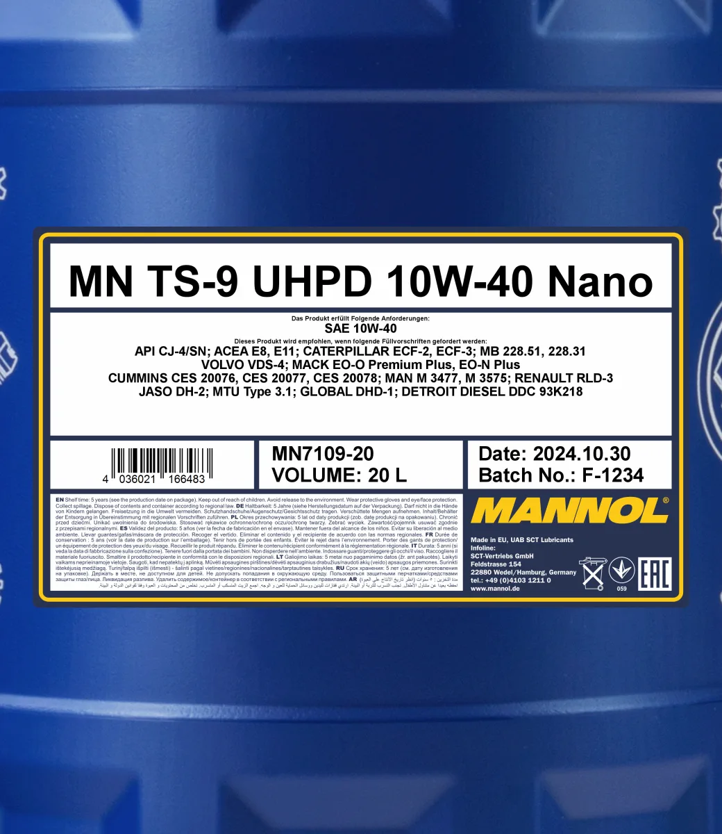 MANNOL TS-9 UHPD 10W-40 Nano 7109 20L product image 2