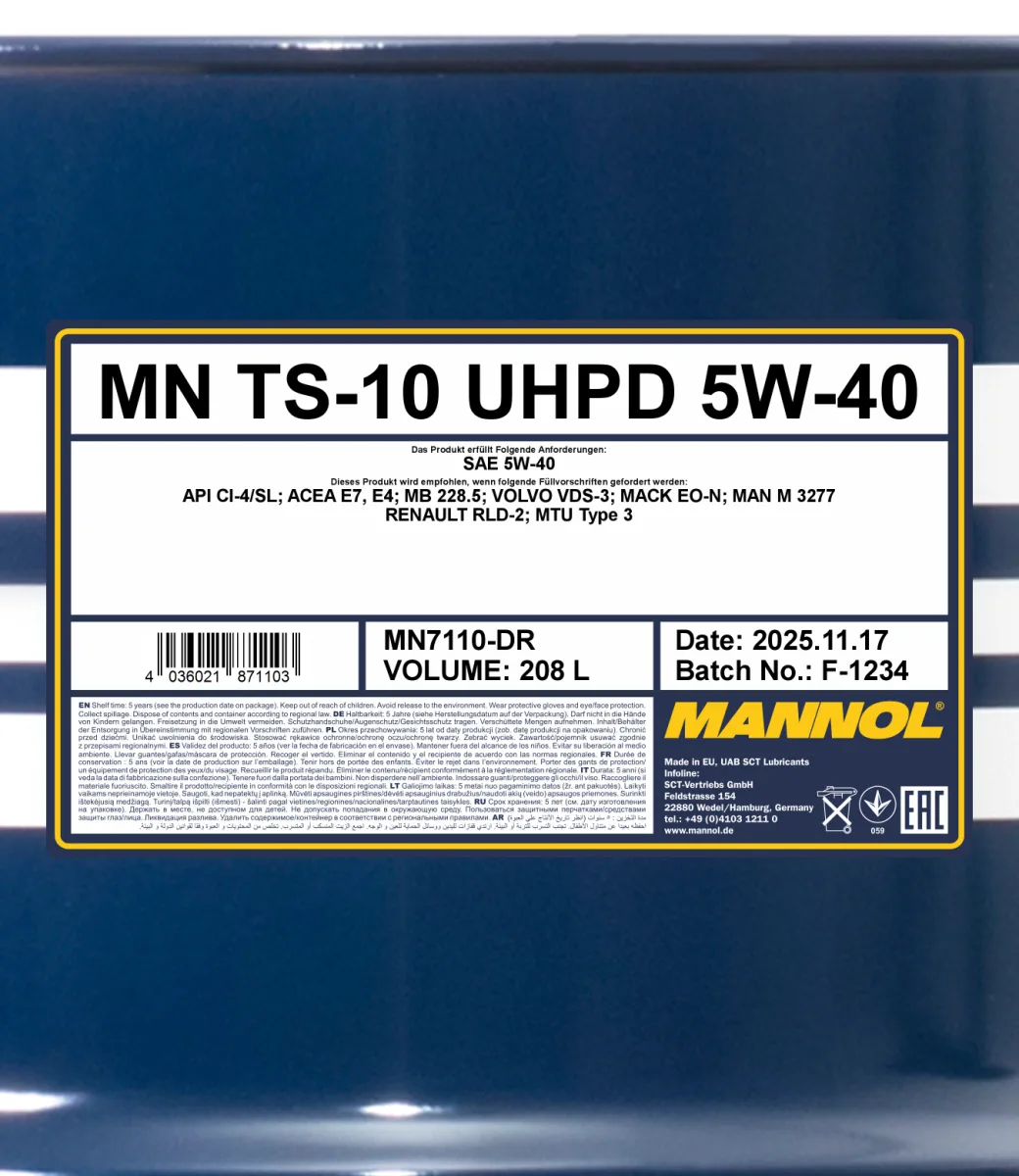 MANNOL TS-10 UHPD 5W-40 7110 208L product image 2