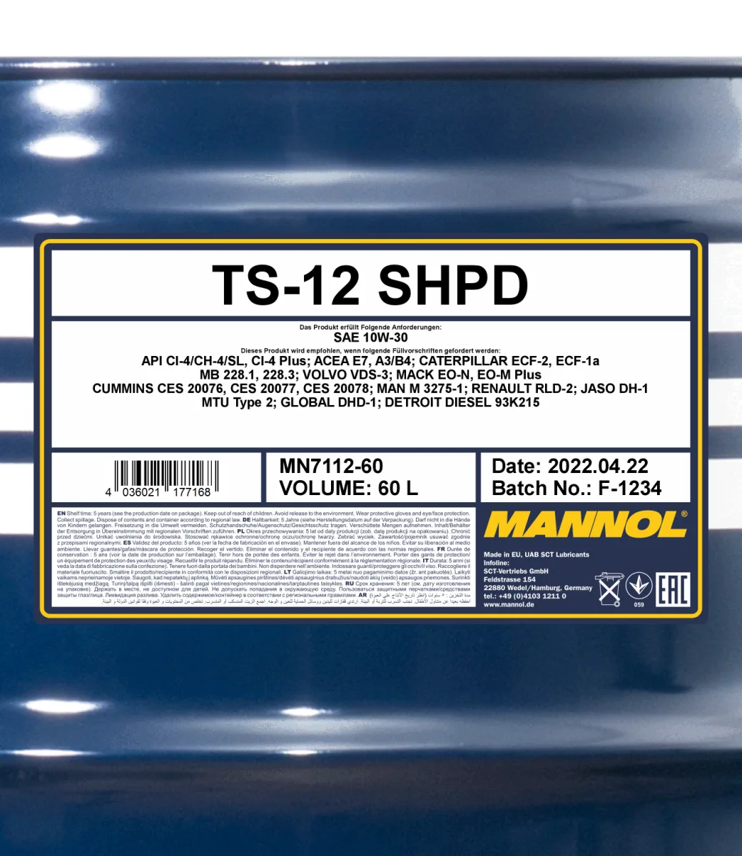 MANNOL TS-12 SHPD 10W-30 7112 60L product image 2