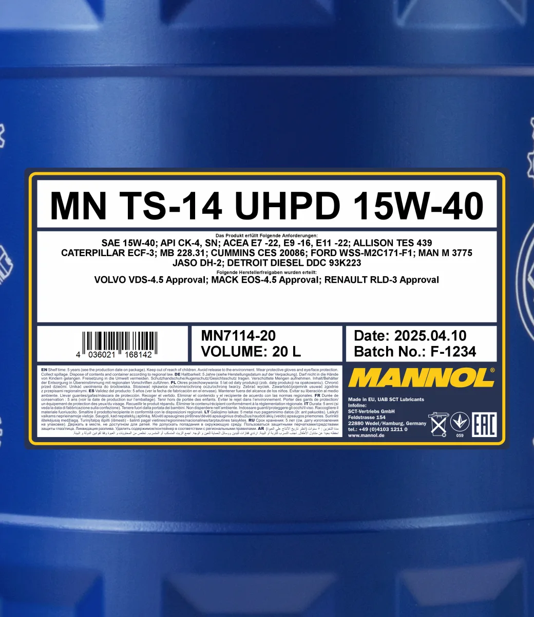MANNOL TS-14 UHPD 15W-40 7114 20L product image 2