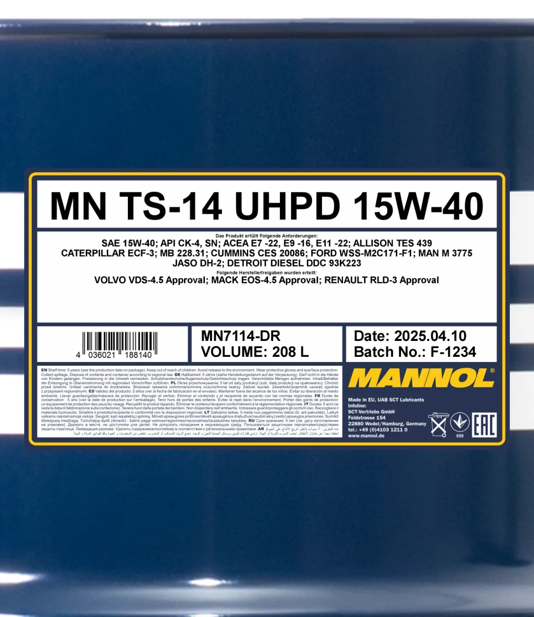 MANNOL TS-14 UHPD 15W-40 7114 208L product image 2