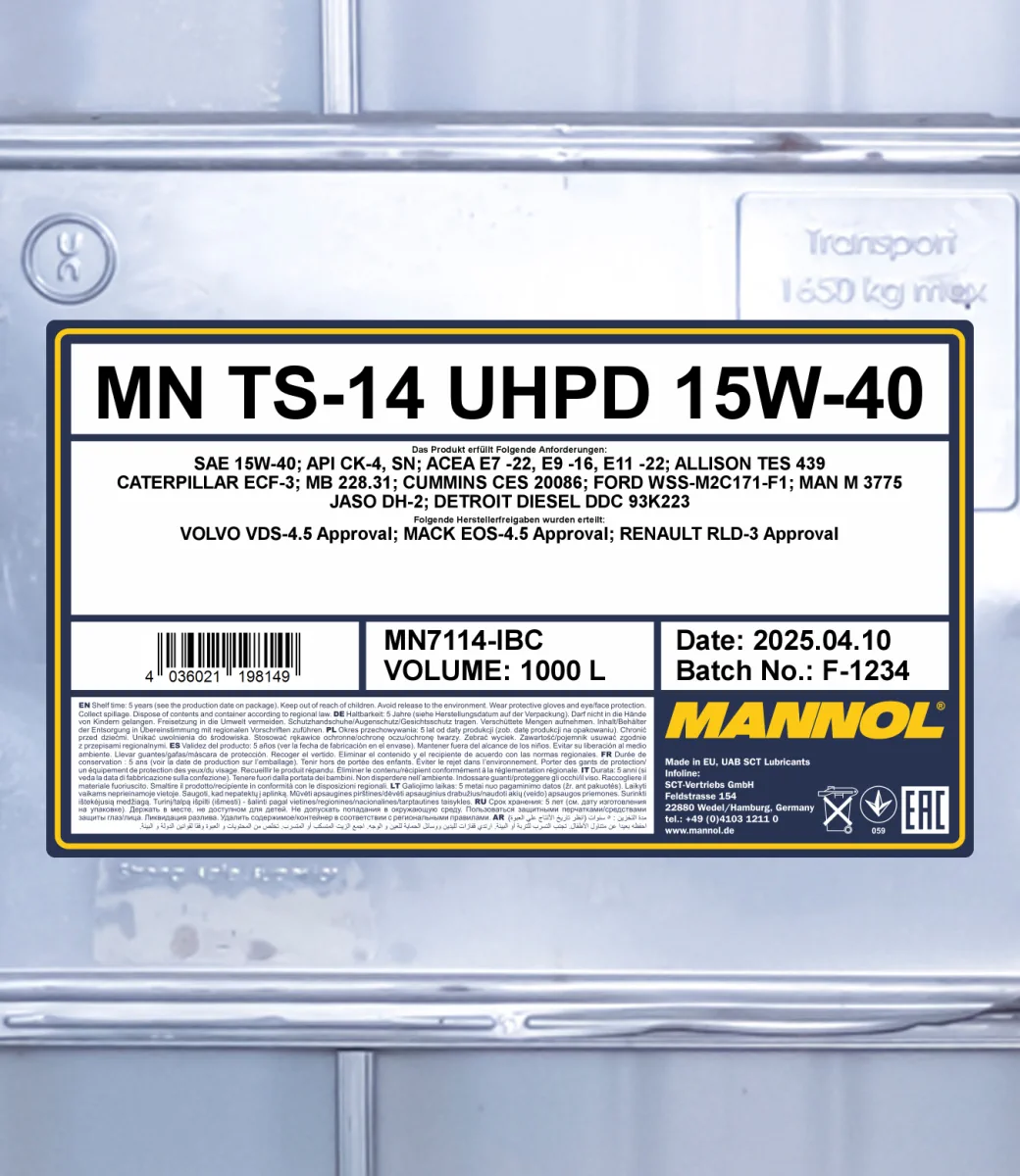 MANNOL TS-14 UHPD 15W-40 7114 مصنوعات تصویر 2