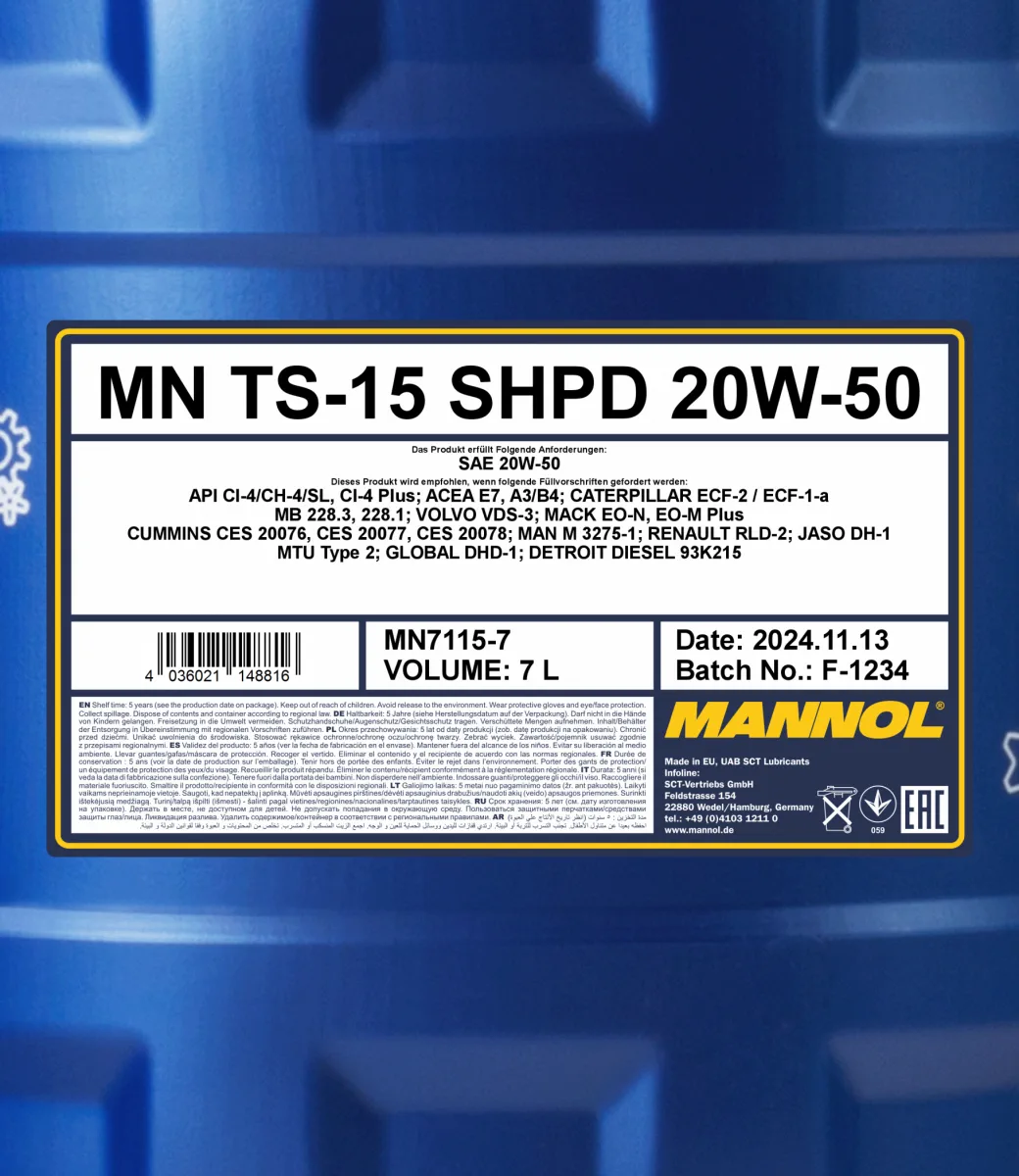 MANNOL TS-15 SHPD 20W-50 7115 7L product image 2