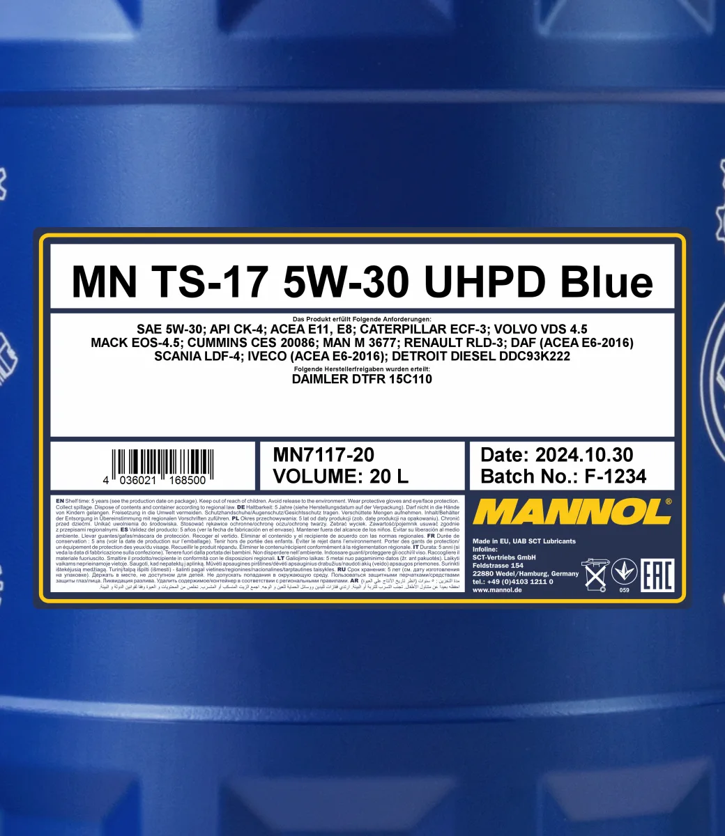 MANNOL TS-17 UHPD 5W-30 Blue 7117 20L product image 2