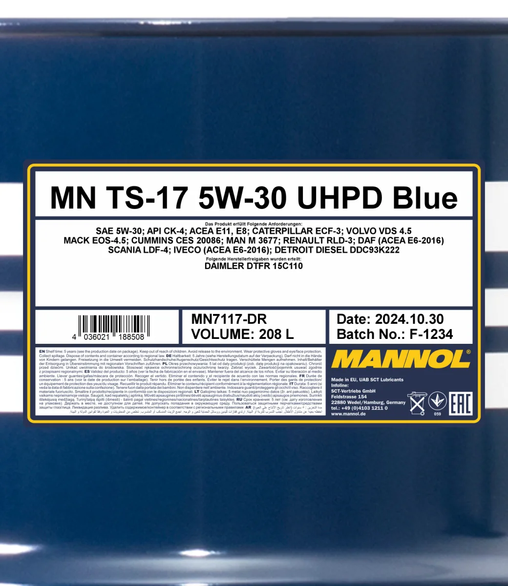 MANNOL TS-17 UHPD 5W-30 Blue 7117 208L product image 2