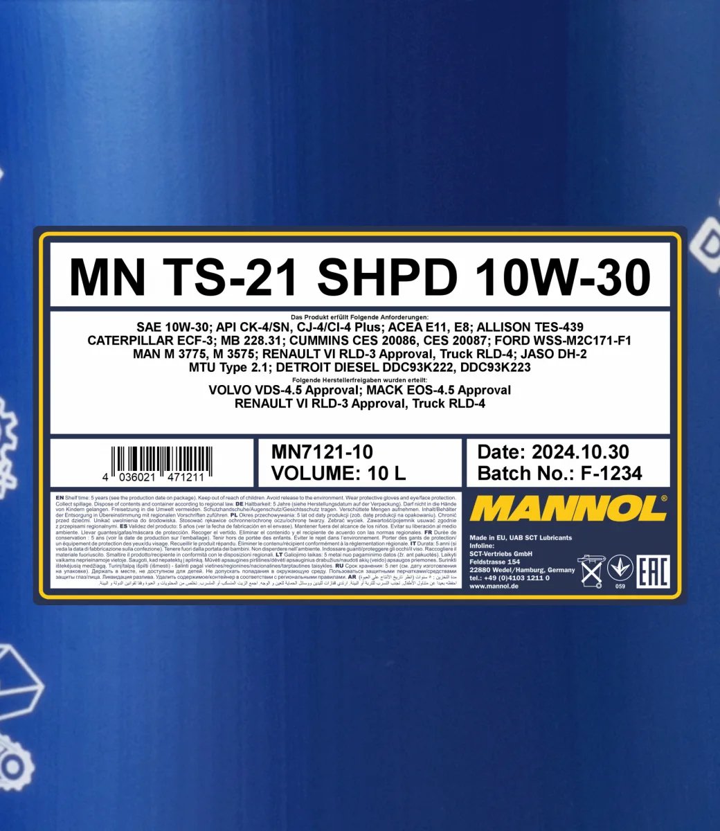 MANNOL TS-21 SHPD 10W-30 7121 10L product image 2