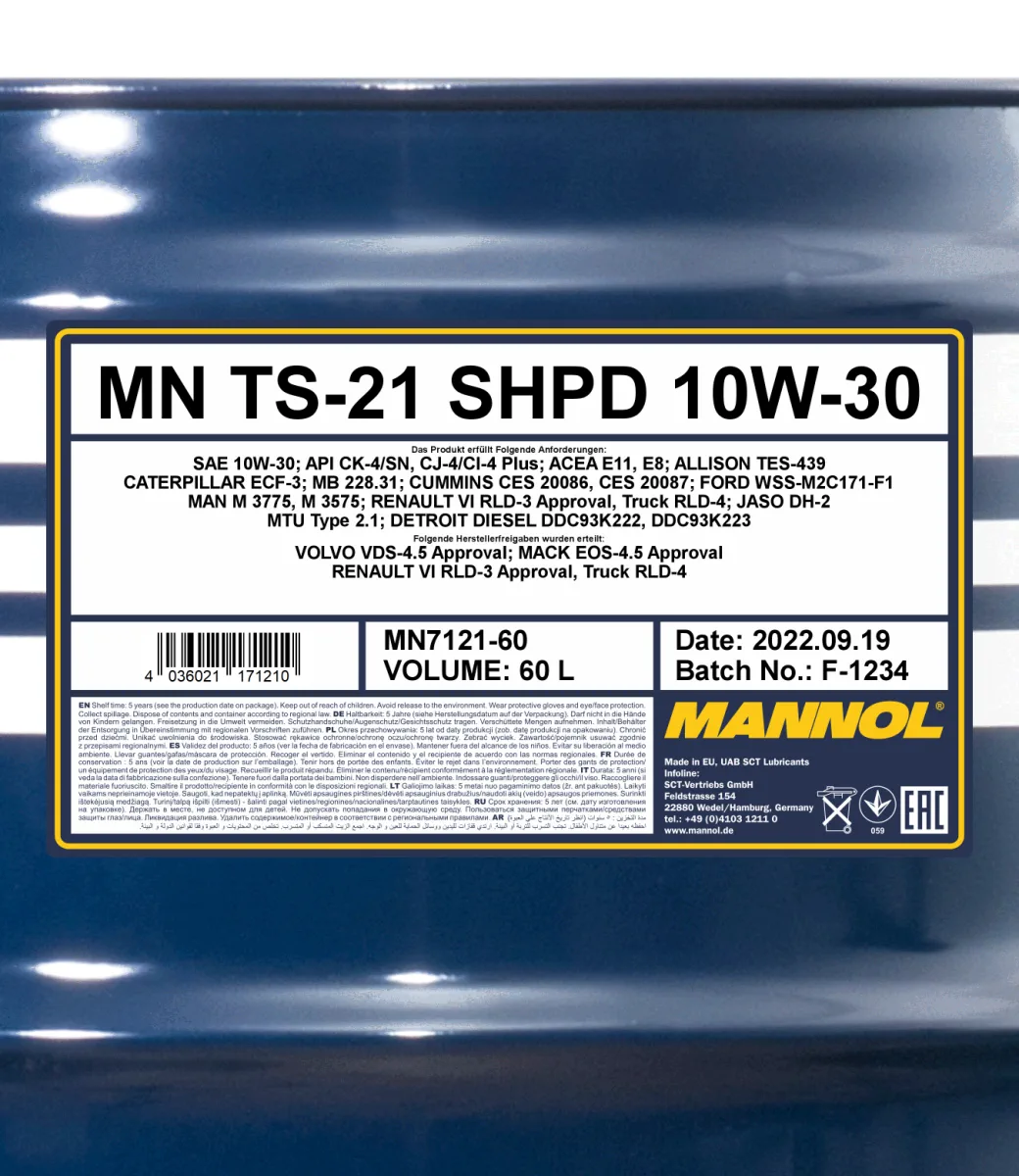MANNOL TS-21 SHPD 10W-30 7121 60L product image 2