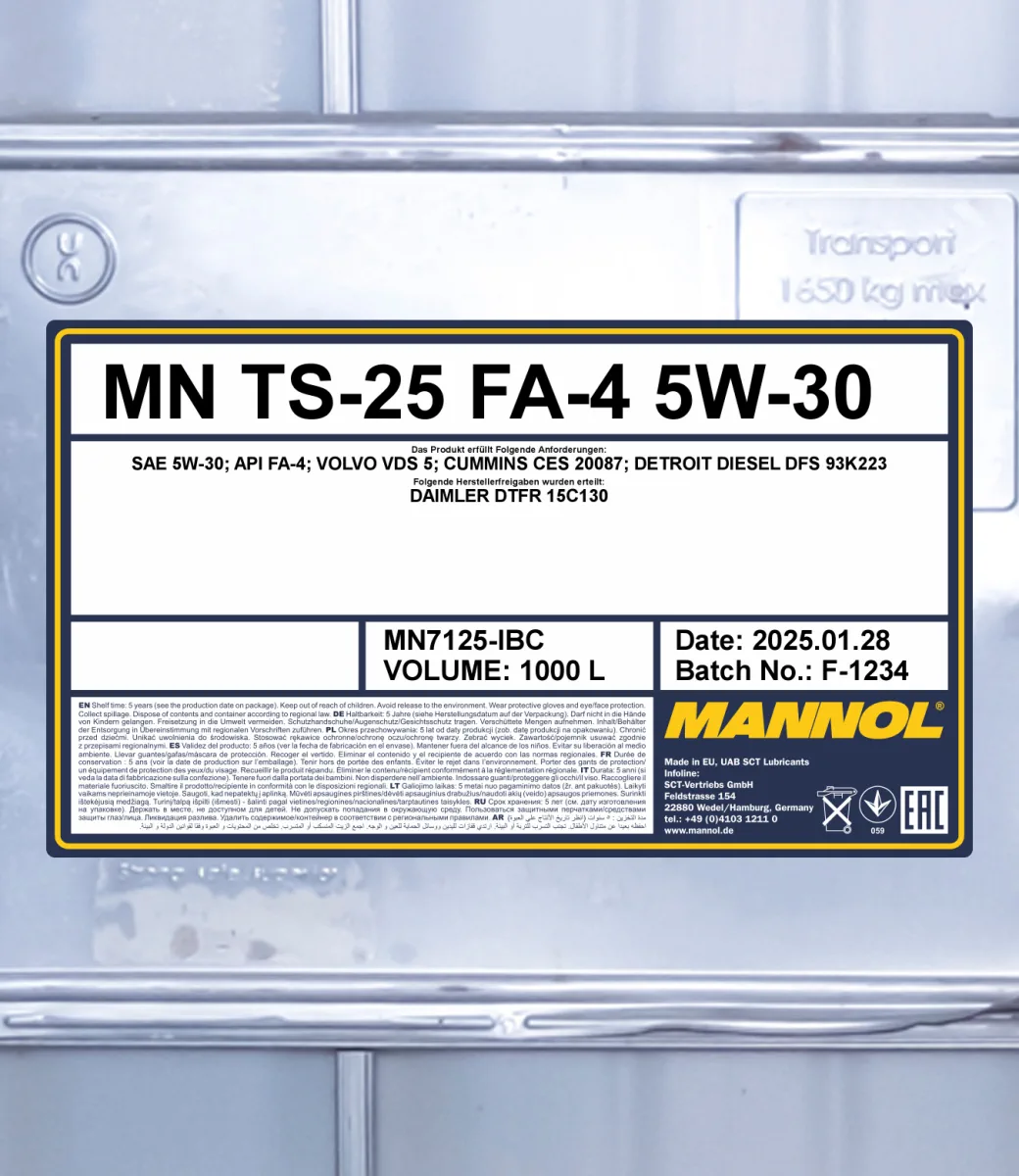 MANNOL TS-25 FA-4 5W-30 7125 1000L product image 2
