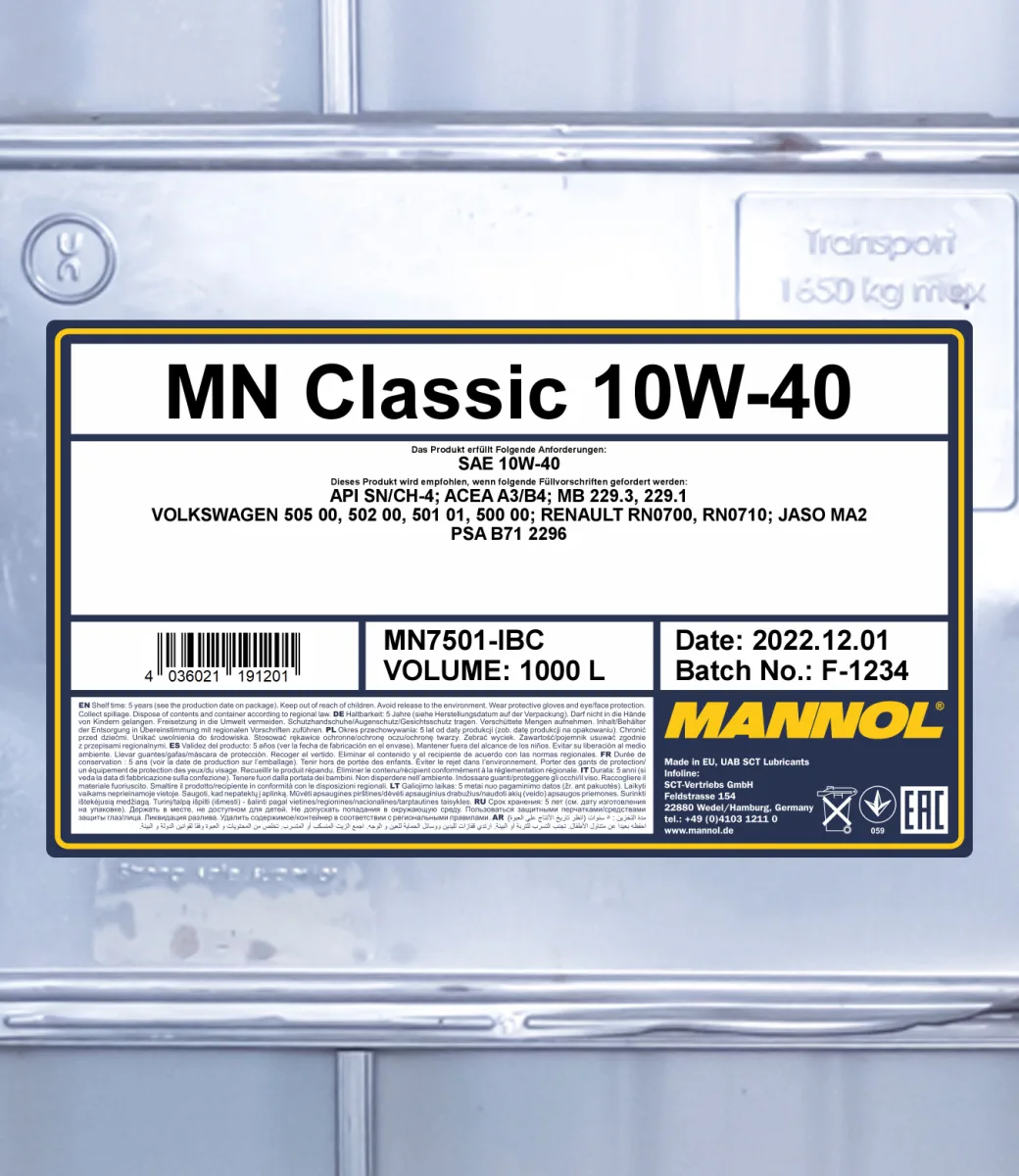 MANNOL Classic 10W-40 7501 1000L product image 2