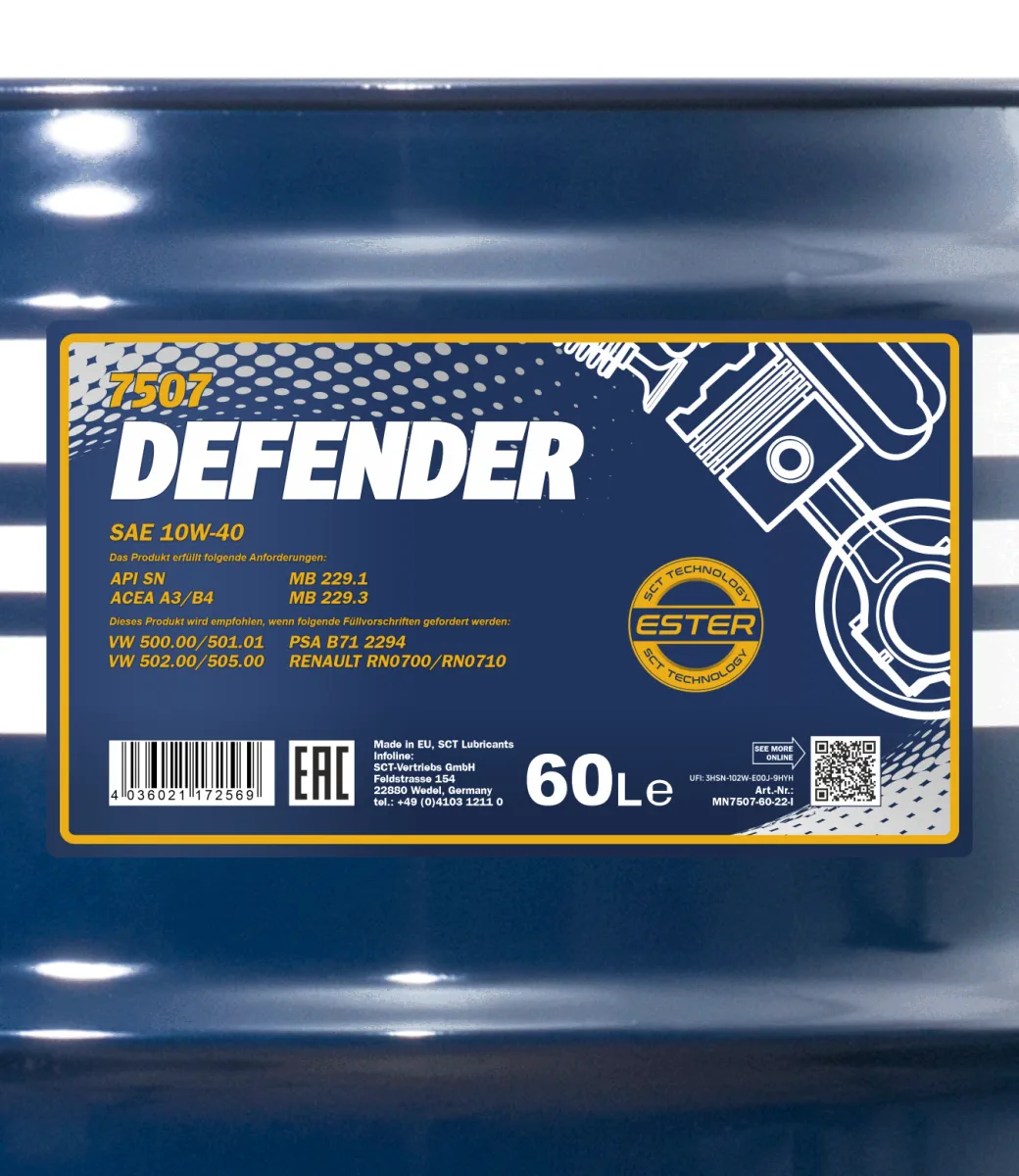 MANNOL Defender 10W-40 7507 60L product image 2
