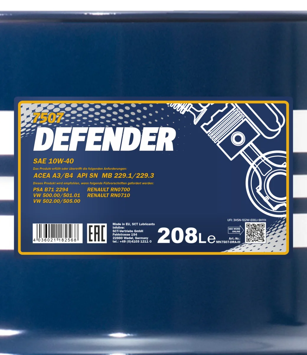 MANNOL Defender 10W-40 7507 208L product image 2