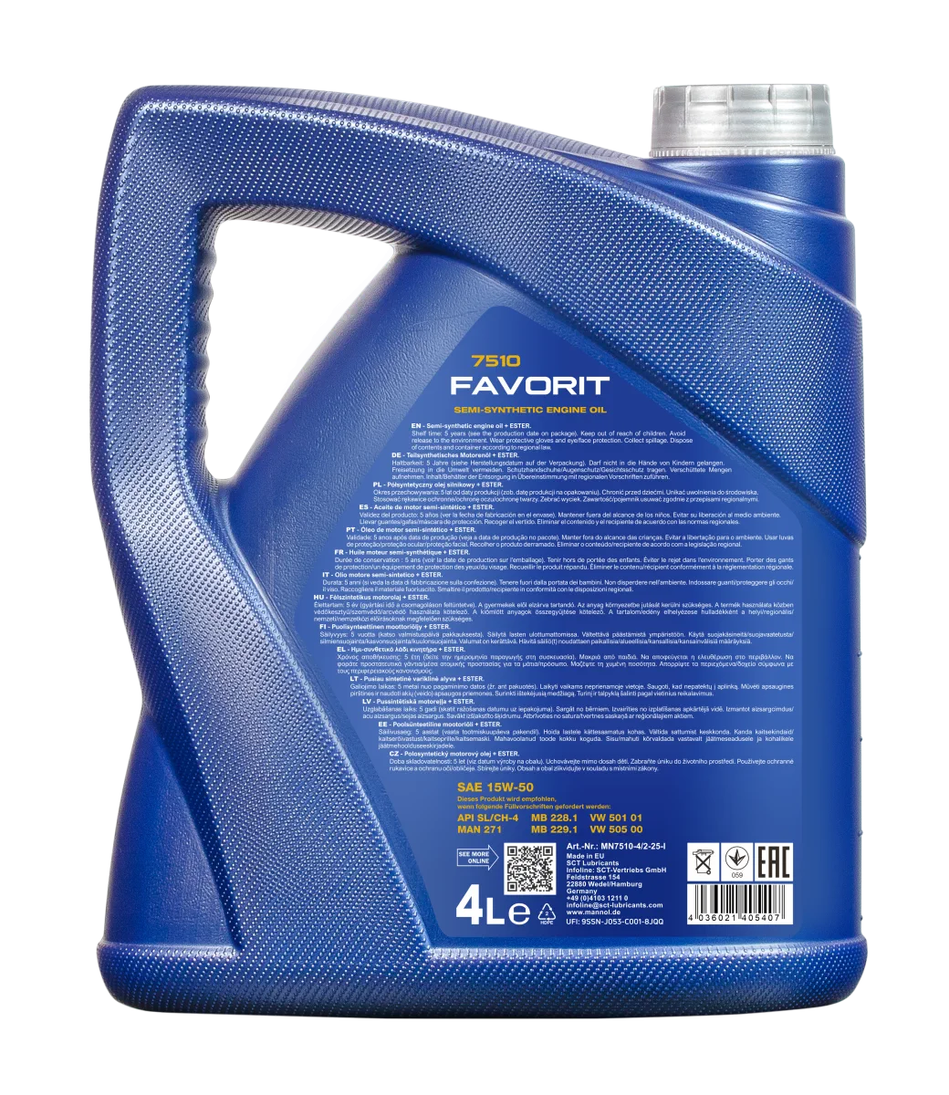 MANNOL Favorit 15W-50 7510 صورة المنتج 2
