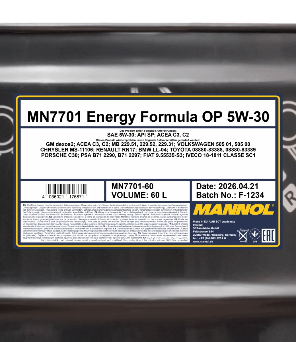 MANNOL Energy Formula OP 5W-30 7701 60L product image 2