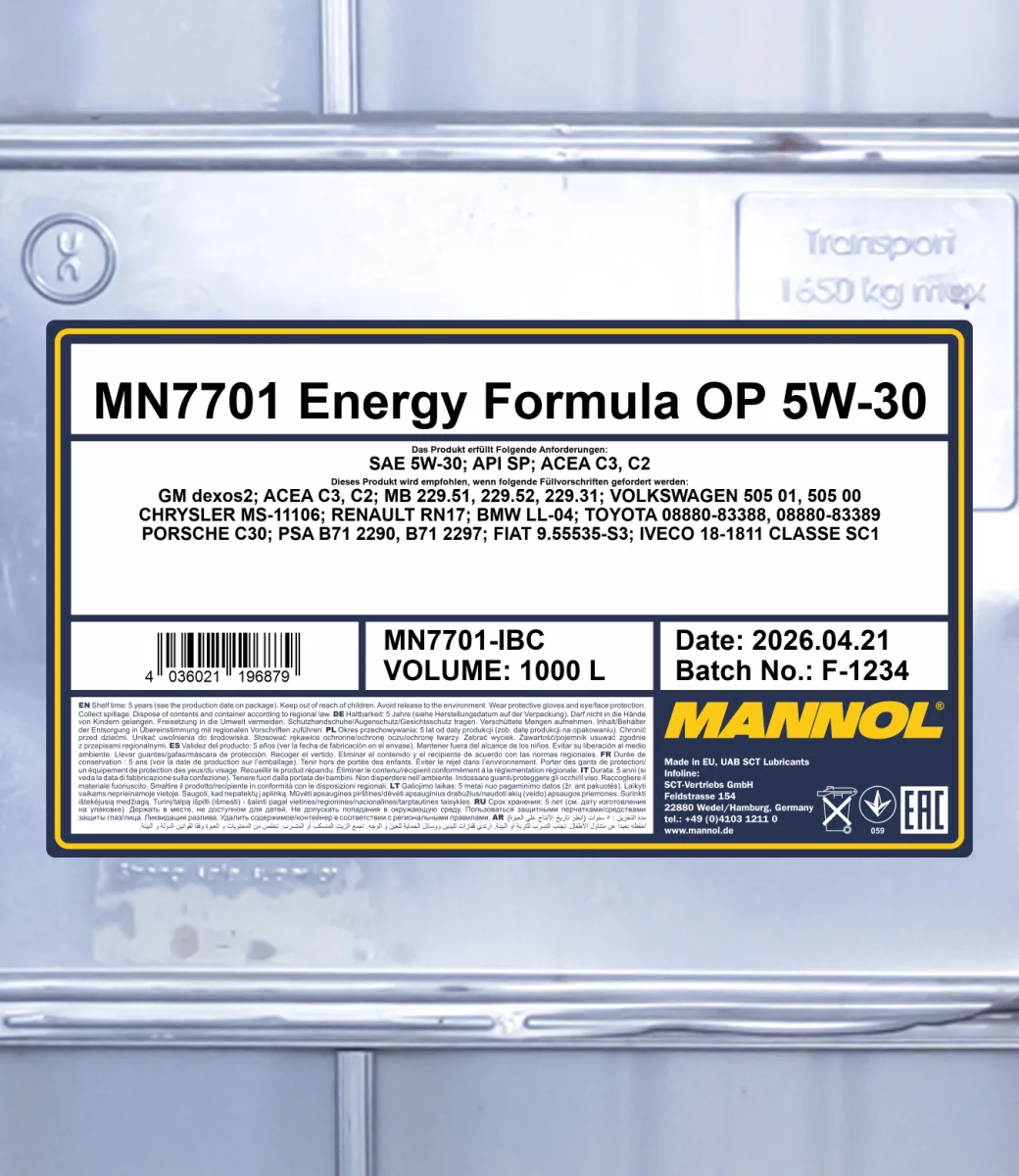 MANNOL Energy Formula OP 5W-30 7701 1000L product image 2
