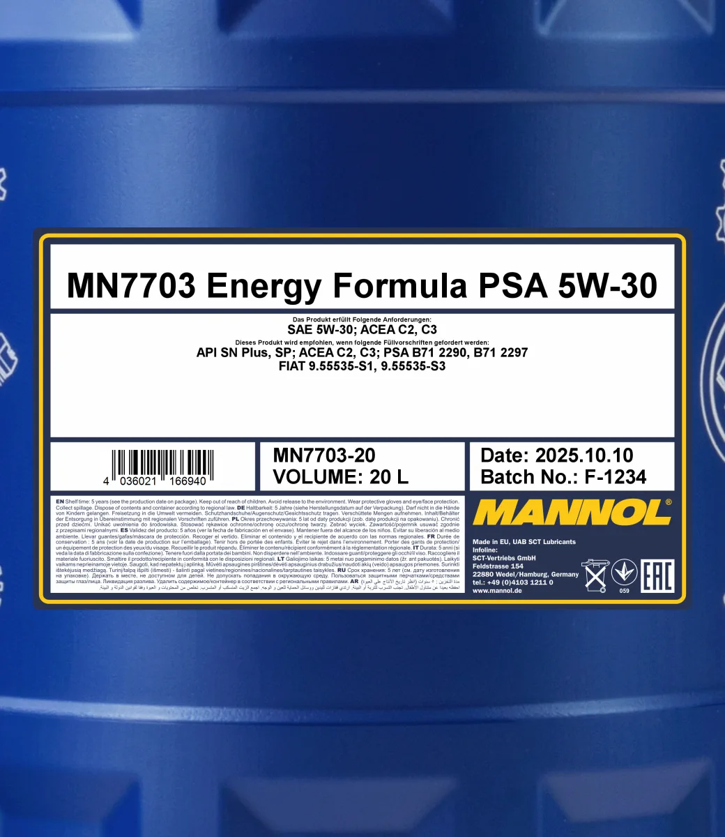 MANNOL Energy Formula PSA 5W-30 7703 20L product image 2