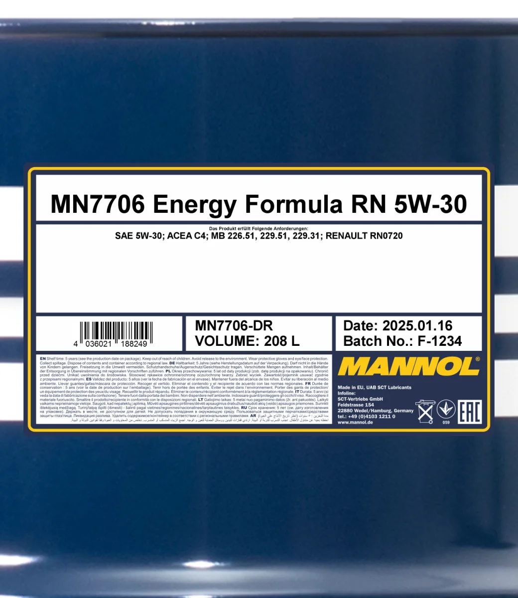 MANNOL Energy Formula RN 5W-30 7706 208L product image 2