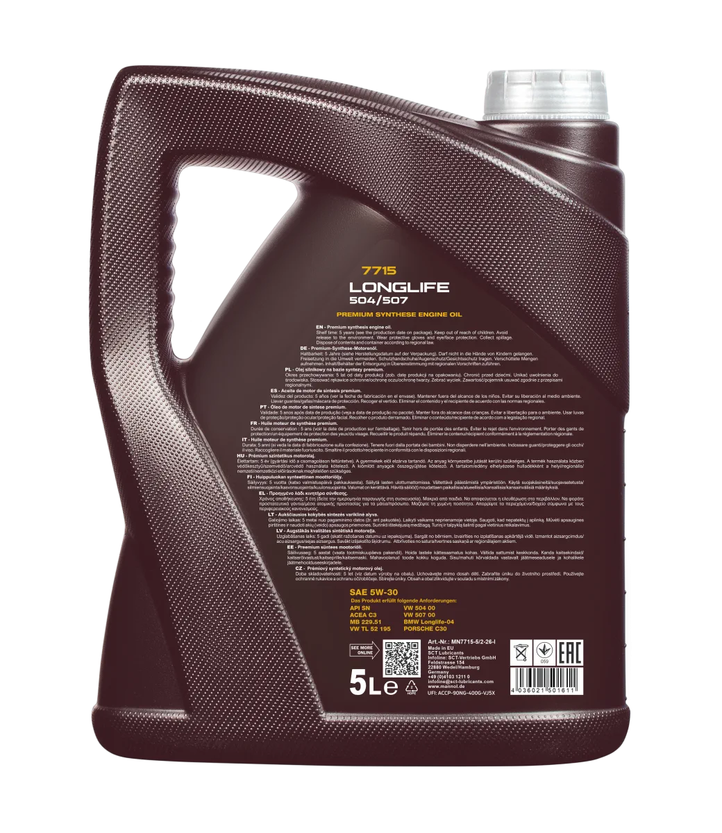 MANNOL Longlife 504/507 5W-30 7715 مصنوعات تصویر 2