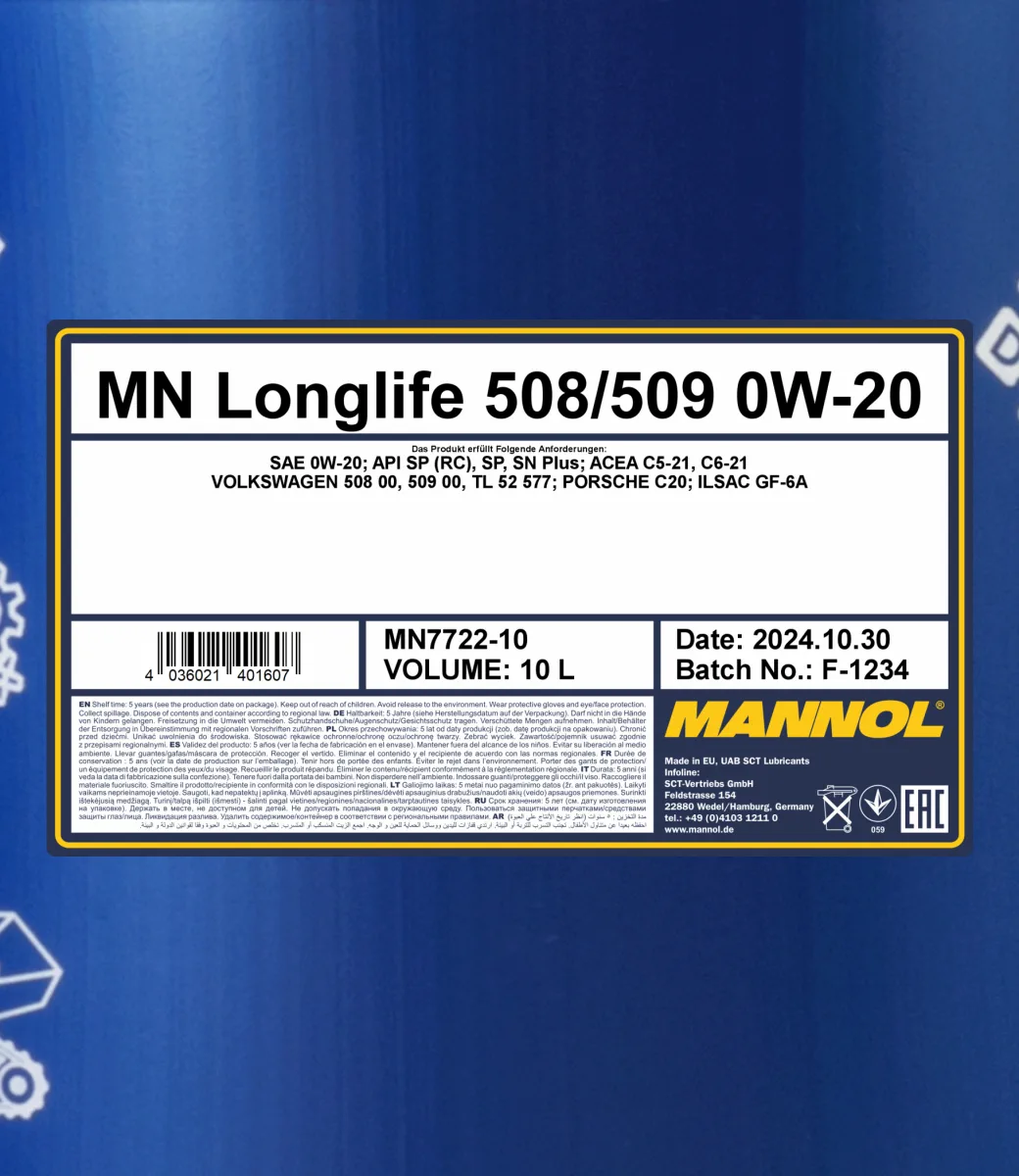 MANNOL Longlife 508/509 0W-20 7722 10 L product image 2